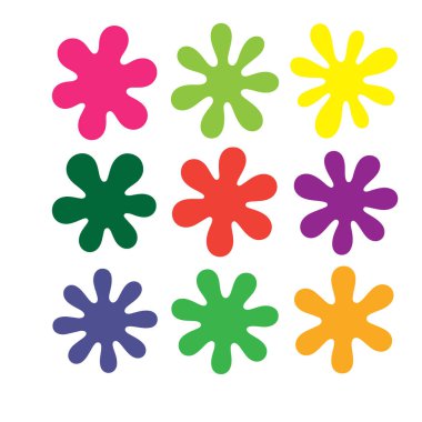 Set of colorful paint splatter shapes isolated on white background technology background