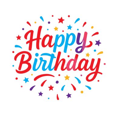 Beyaz arka planda izole edilmiş renkli konfeti ve yıldızlı mutlu yıllar.