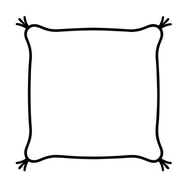 Beyaz arkaplan teknolojisine izole edilmiş püsküllü kare yastık ana hatları