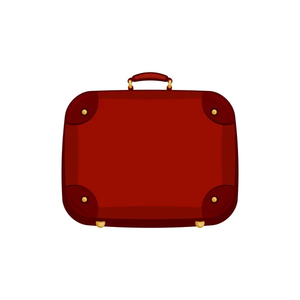 Rode Handvat Tas Koffer Geïsoleerde Witte Achtergrond Vector Pictogram Illustratie — Stockvector