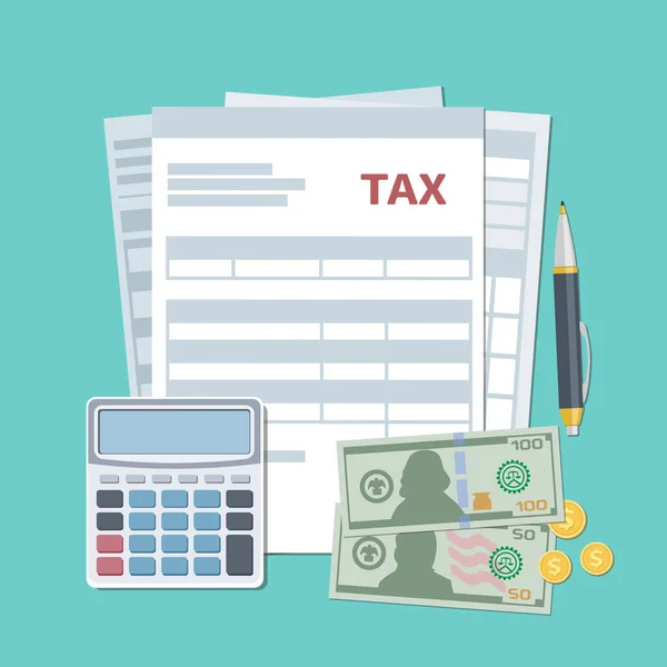 Conceito Pagamento Impostos Impostos Estaduais Cálculo Vista Superior Ilustração Vetorial — Vetor de Stock