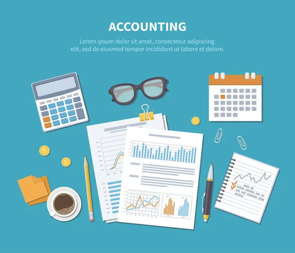 Accounting Concept Financial Analysis Analytics Data Capture Planning Statistics Research — Stock Vector