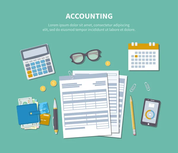 Accounting Concept Tax Day Financial Analysis Tax Payment Analytics Data — Stockvector
