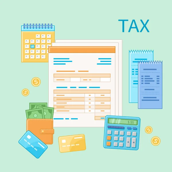 Conceito Tributação Governo Estado Pagamento Impostos Cálculo Retorno Formulário Imposto —  Vetores de Stock