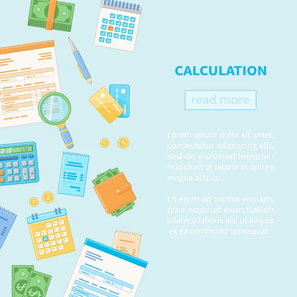 Calculation Concept Tax Accounting Financial Analysis Analytics Data Capture Planning — Stok Vektör
