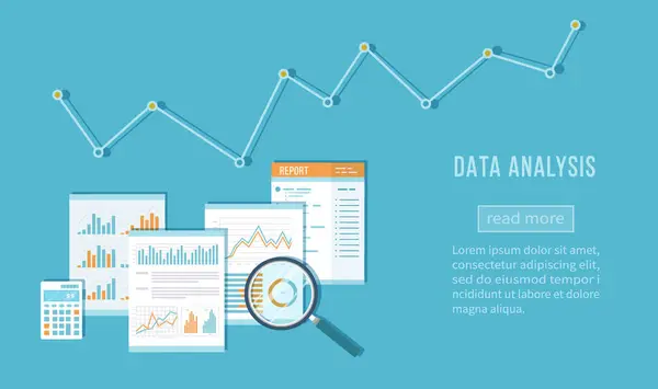 Έννοια Ανάλυσης Δεδομένων Οικονομικός Έλεγχος Seo Analytics Στατιστικά Στρατηγική Έκθεση — Διανυσματικό Αρχείο