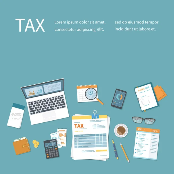 Концепція Сплати Податків Державне Податкове Управління Розрахунок Податків Повернення Рахунок — стоковий вектор