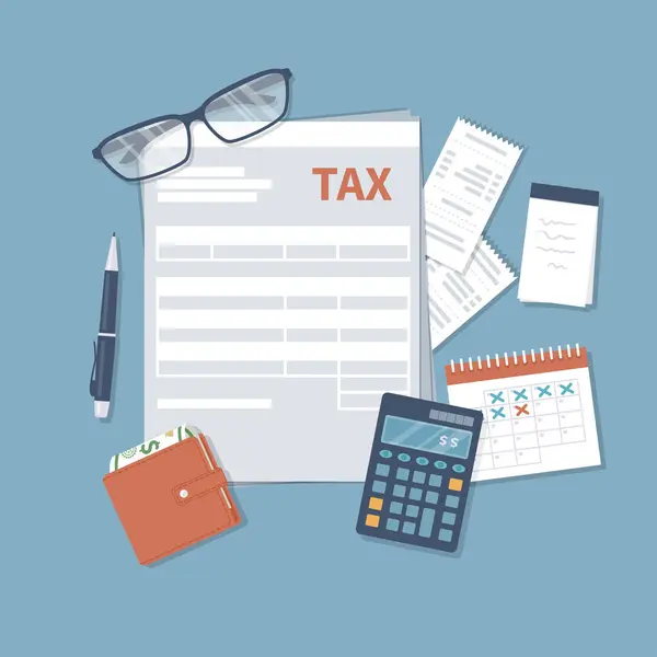 Pagamento Impostos Governo Impostos Estado Dia Pagamento Formulário Fiscal Calendário —  Vetores de Stock