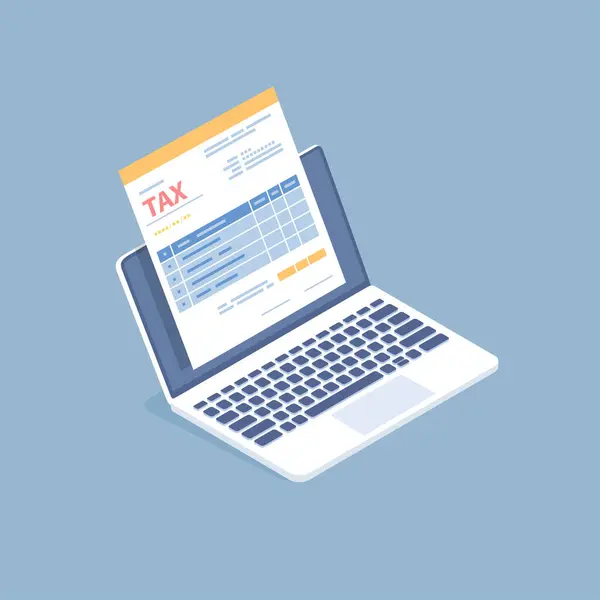 Pagamento Impostos Online Contabilidade Contabilidade Formulário Fiscal Uma Tela Laptop —  Vetores de Stock