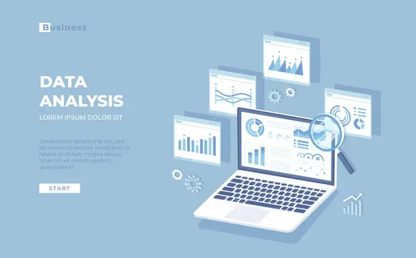 Data Analyse Audit Onderzoek Analytics Rapportage Concept Web Mobiele Dienst — Stockvector