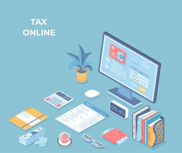 Online Belasting Rekeningen Facturen Betalen Boekhouding Betalingsaanvraag Interface Het Beeldscherm — Stockvector