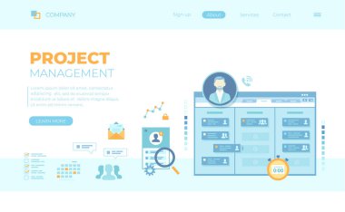 Proje Yönetimi, Yönetimi Uygulama Servisi, Takım Kontrolü, Yönetici, Görevlerin etkili dağılımı, Planlama, Organizasyon, Planlayıcı. Web pankartı, iniş sayfası, web şablonu için kullanılabilir.