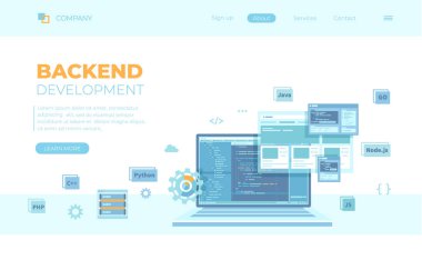Arka Uç Geliştirme, Kodlama, Yazılım Mühendisliği, Programlama Dilleri. Dizüstü bilgisayarda program kodu, web sitesi şablonu. Web pankartı, iniş sayfası, web şablonu için kullanılabilir.