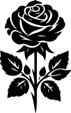 Yapraklı bir çiçeğin vektör silueti. beyaz arkaplanda izole.
