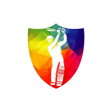 Kriket oyuncusu logosu tasarım vektörü. Simge Sembolü. Şablon İllüstrasyonu