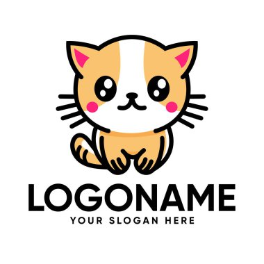 Kedi Premium Vektör logosu Tasarımı