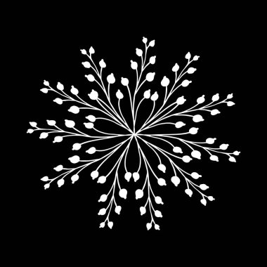 Siyah arkaplan çizim vektörü üzerinde uzun beyaz çiçekler.