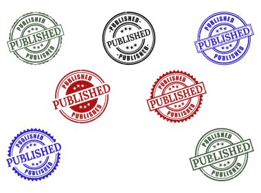 Markalaşma ve pazarlama malzemeleri vektörü için basılmış pul tasarımlarının koleksiyonu