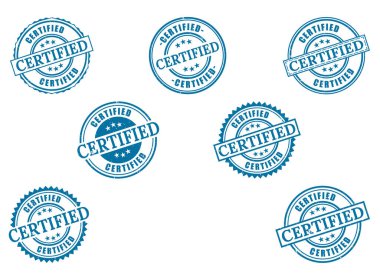 Ürün kalite güvencesi mührü için sertifikalı pul vektör grafik tasarım unsurları koleksiyonu