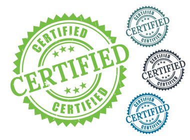 Ürün kalite güvencesi ve onay rozeti için onaylı pul vektör grafik tasarım unsurları