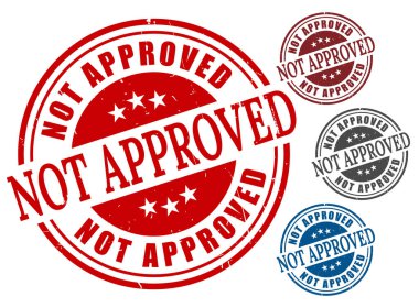 Reddedilmiş Bir Pul Vektör Seti, Onaylanmamış Kırmızı Grunge Etiket Koleksiyonu  