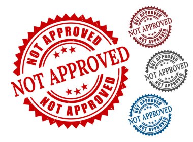 Yetkili Olmayan Damga Simgeleri, Kızıl Grunge Reddetme Vektörü Ayarları  