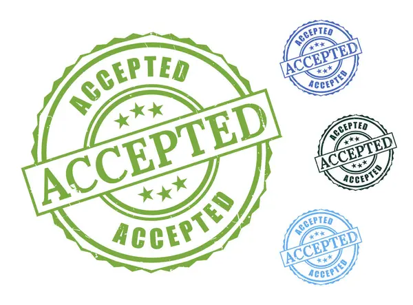 Kabul Edilmiş Mühür Mührü Seti, Grunge Biçim Onaylama Vektör Etiketleri  
