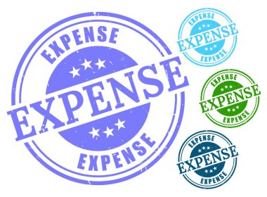 Bir Maliyet Denetimi Pul Vektörü Seti, Grunge Lastik Harcama Paketi  