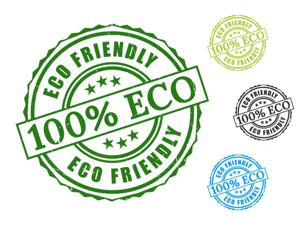 % 100 Çevre dostu Ürün Damgası, Grunge Biçimli Çevresel Etiket Vektörleri  