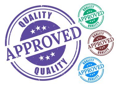 Onaylanmış Kalite Pul Vektör Seti, Grunge Biçim Doğrulanmış Etiket Paketi  