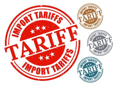 İthal Tariffs Pul Vektör Seti, Grunge Biçim Gümrük Gümrük Paketi  