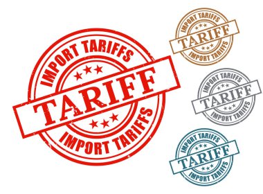 Bir İthalat Tarifi Grunge Kauçuk Pul Koleksiyonu, Ticaret Görev Mührü Vektörü  