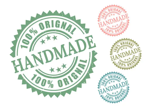 % 100 orijinal el yapımı ürün pul seti, Grunge stili onaylı sanatsal etiket vektörleri  