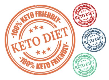 % 100 Keto Dost Canlısı Rozet Seti, Grunge Rubber Sağlıklı Diyet Ürünleri Damgası  
