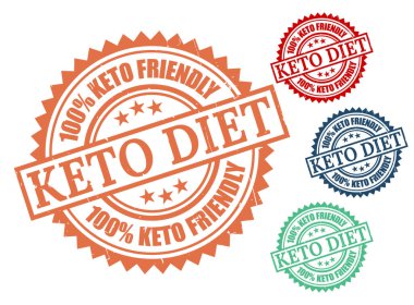 % 100 Keto Dostane Etiket Paketi, Grunge Stamp Düşük Karbonhidratlı Gıda Markası  