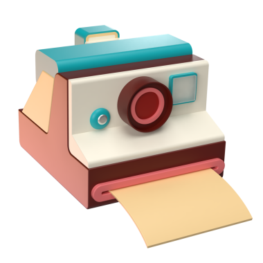 Web sitesi, Uygulama ve Banner için Retro Anlık Fotoğraf Kamerası Simgesi 3D Hazırlama. Retro Anlık Fotoğraf Kamerası 3D Görüntü.