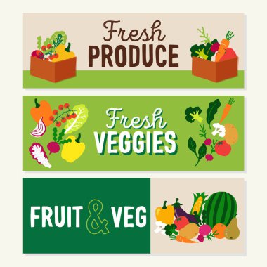 Ağ ve sosyal medya için organik sebze ve yiyecek afişi şablonları