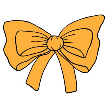 Klasik Siyah ve Turuncu Kurdele. Düz basit renk simgesi