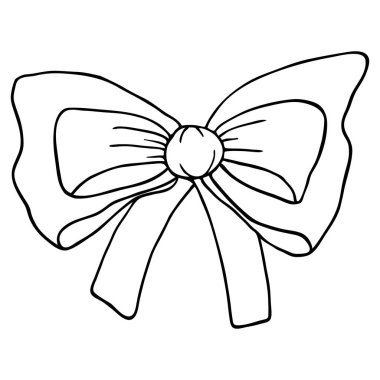 Klasik Ribbon Clipart. Beyaz arka planda siyah bir çizgi. Doodle simgesi