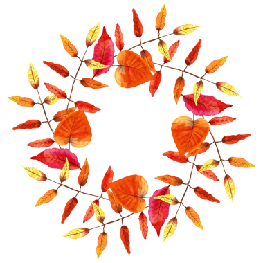 Dekoratif tasarım için sonbahar suluboya çelengi. Elle boyanmış yapraklar. Duvar kağıdı tasarımı için klasik pankart, tebrik kartı, davet, yazdırma, dijital tasarım