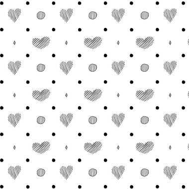 Kusursuz minimalist model. Siyah şekillendirilmiş el yapımı kalpler, yumurtadan çıkan hatlar, çeşitli geometrik şekillerle birleştirilmiş. Karalama taslağı. Sevgililer günü, yıldönümü, doğum günü, düğün. Hediyeler, ambalaj