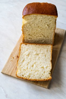 Shokupan Japanese Soft and Fluffy Bun loaf of Bread with Hokkaido Milk. ready to eat.