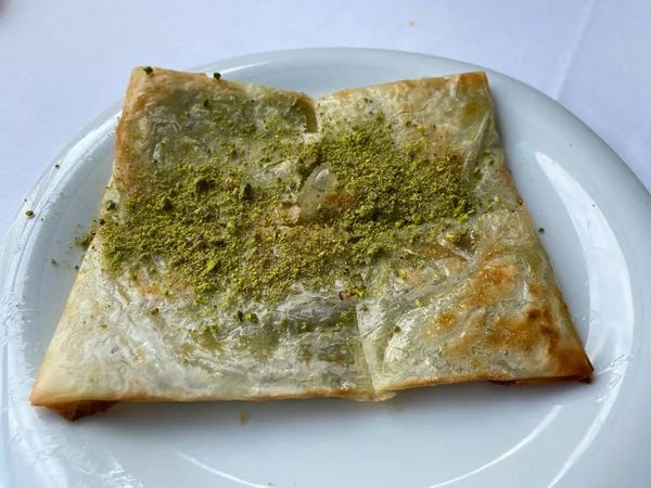 Вкусный Турецкий Традиционный Десерт Катмер Газиантепа Reayd Eat — стоковое фото