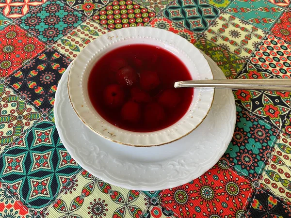 Traditional Turkish Cherry Compote Komposto Ready Eat — Stock Photo, Image