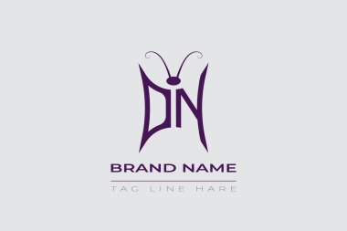 DN Kelebek logo tasarımı. Kelebek baş harfleri D ve N çizgi sanat logosu şablonu. Bu tasarım kozmetik moda ve takılarda kullanılabilir..