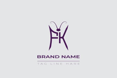 FK Kelebek logo tasarımı. Kelebek baş harfleri F ve K çizgisi sanat logosu şablonu. Bu tasarım kozmetik moda ve takılarda kullanılabilir..