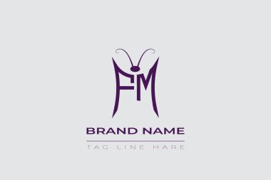 FM Kelebek logo tasarımı. Kelebek baş harfleri F ve M çizgi sanat logosu şablonu. Bu tasarım kozmetik moda ve takılarda kullanılabilir..