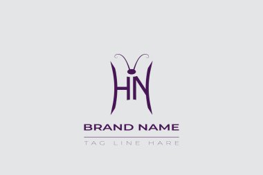 HN Kelebek logo tasarımı. Kelebek baş harfleri H ve N çizgi sanat logosu şablonu. Bu tasarım kozmetik moda ve takılarda kullanılabilir..