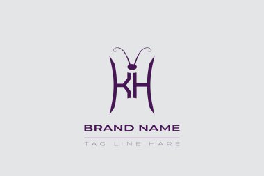 KH Kelebek logo tasarımı. Kelebek baş harfleri K ve H çizgisi sanat logosu şablonu. Bu tasarım kozmetik moda ve takılarda kullanılabilir..