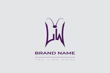 LW Butterfly logo design. Butterfly initials L and W line art logo template. This design can be used in cosmetics fashion and jewelry. clipart